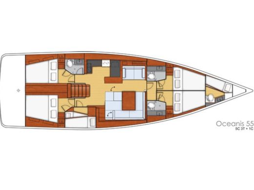 Sailboat Beneteau Oceanis 55 Plan du bateau