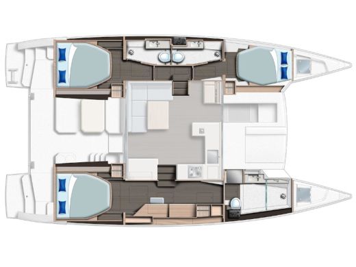 Catamaran  Moorings 4200/3 Plattegrond van de boot