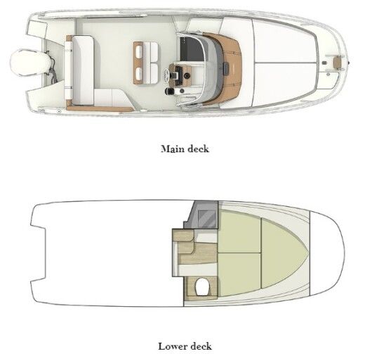 Motorboat Invictus Yacht 240 CX Plattegrond van de boot