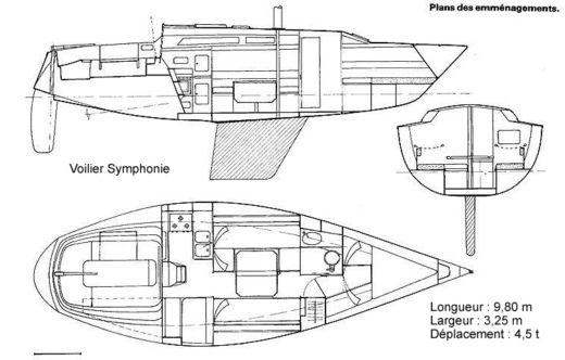 Sailboat JEANNEAU SYMPHONIE 32 Plattegrond van de boot