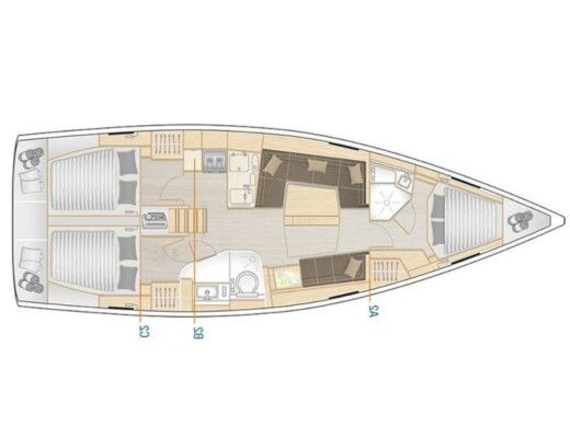 Sailboat  Hanse 418 Plano del barco