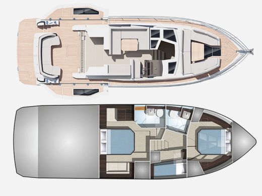 Motorboat  Galeon 480 Fly Plano del barco