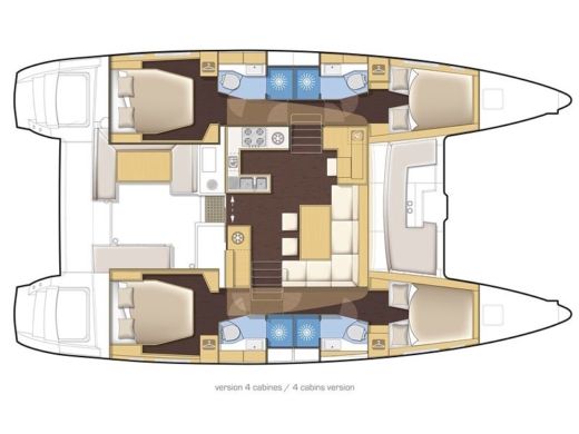 Catamaran  Lagoon 450 Fly A/C & GEN. Boat layout
