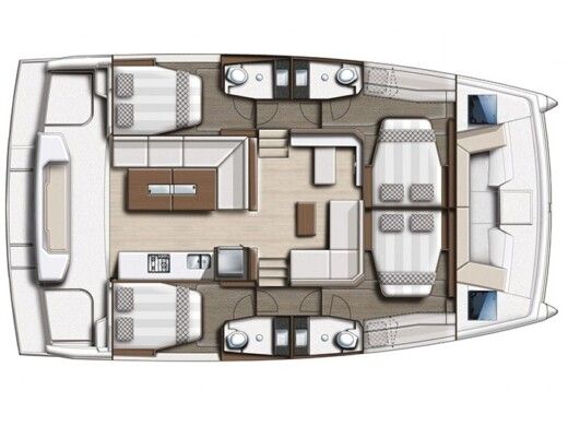 Catamaran  Bali Catspace Plattegrond van de boot