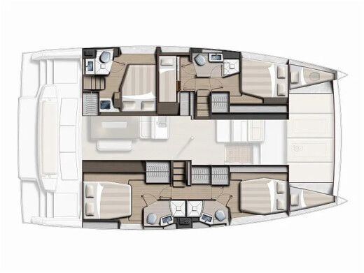 Catamaran  Bali 4.6  Plattegrond van de boot