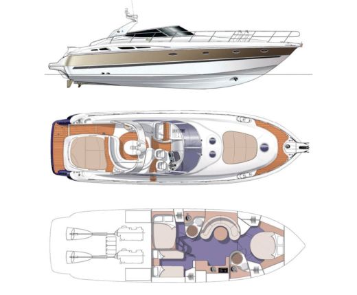 Motorboat Cranchi Mediterranee 50 Plattegrond van de boot