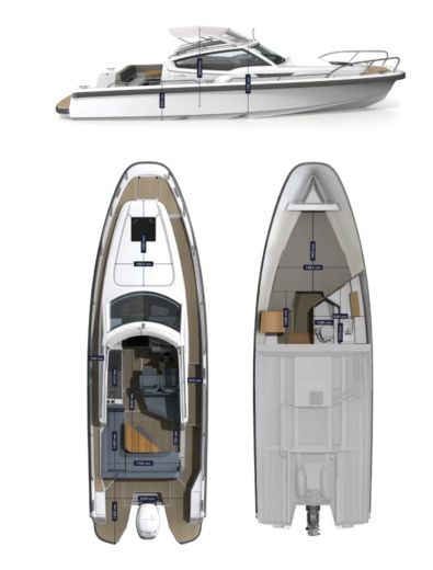 Motorboat Nimbus W9 Boat layout