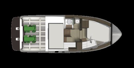 Motorboat Finnmaster Grandezza 34OC Plattegrond van de boot