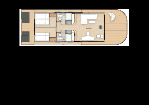Houseboat Nautilus Hausboote Vagabund 43 mit Kamin - führerscheinpflichtig Boot Grundriss