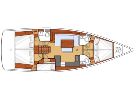 Sailboat Beneteau Oceanis 48 Plattegrond van de boot