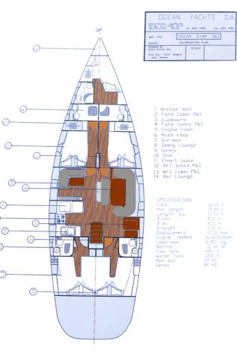Sailboat Ocean Star Ocean Star 56.1 (18 METRES) Boat layout