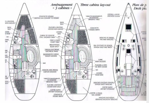 Sailboat Wauquiez Centurion 42 Plan du bateau