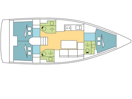 Sailboat Dufour Dufour 390 Grand Large Plattegrond van de boot