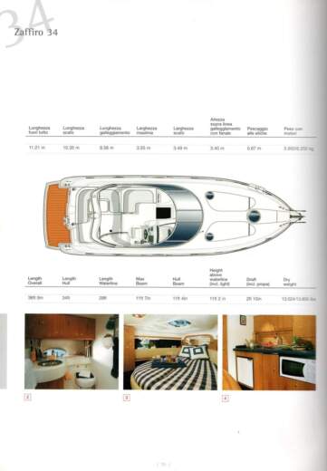 Motorboat Cranchi Zaffiro 34 Planta da embarcação
