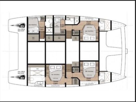 Catamaran  Sunreef 50 Plattegrond van de boot