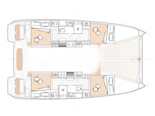 Catamaran  Excess 11 Plattegrond van de boot