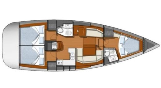 Catamaran Jeanneau Sun Odyssey 42 Ds Σχέδιο κάτοψης σκάφους
