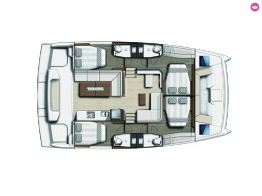 Catamaran Bali - Catana Catspace Plattegrond van de boot