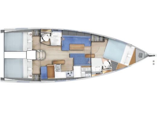 Sailboat Jeanneau Sun Odyssey 410 Σχέδιο κάτοψης σκάφους