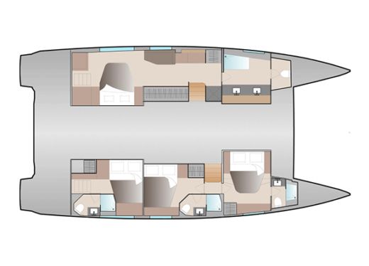 Catamaran  FOUNTAIN PAJOT Aura 51 Plattegrond van de boot