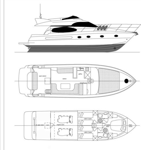 Motorboat Princess 50 Boat design plan