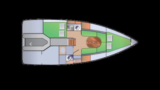 Sailboat  MOJITO 888 Boat layout