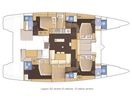Catamaran  Lagoon 52F Plan du bateau