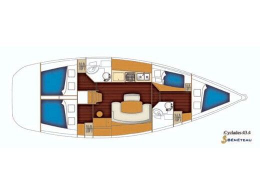 Sailboat  Cyclades 43.4 Σχέδιο κάτοψης σκάφους