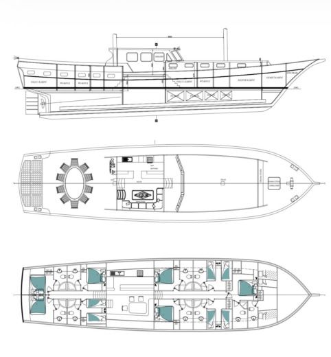 Gulet Gulet Gulet CE4 Plattegrond van de boot