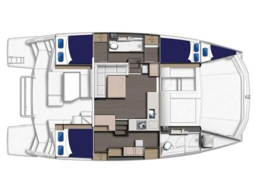 Sailboat  Leopard 43 Power Cat Full Equipe Plattegrond van de boot