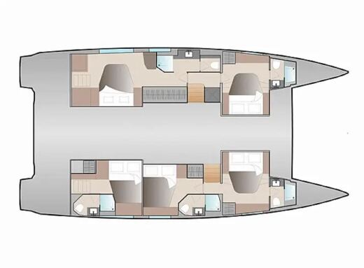 Catamaran Fountaine Pajot Aura 51 Plattegrond van de boot