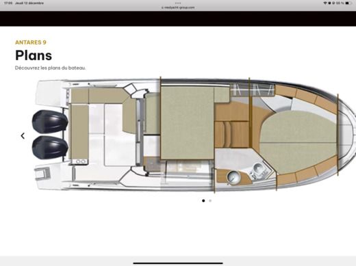 Motorboat Beneteau ANTARES 9OB Modèle 2020 Plan du bateau