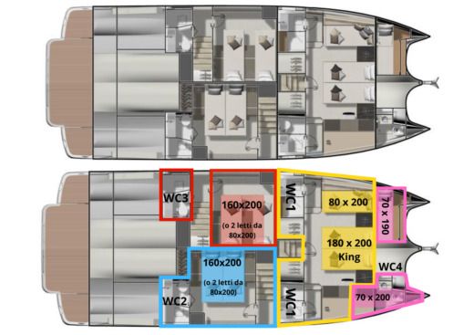 Motorboat Jeanneau Prestige M48 Σχέδιο κάτοψης σκάφους