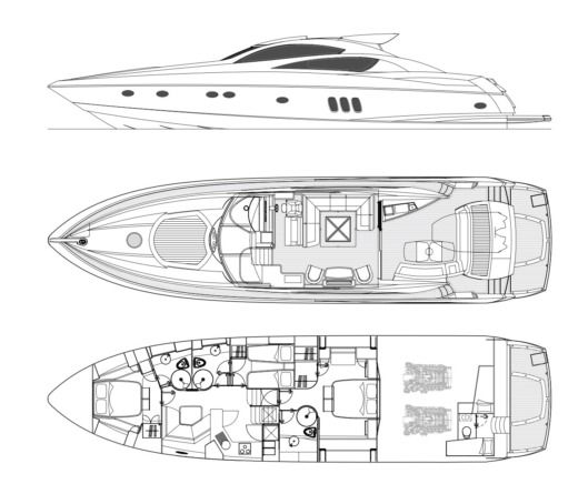 Motor Yacht Sunseeker 72 Predator Σχέδιο κάτοψης σκάφους