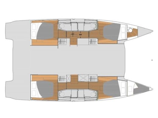 Catamaran Fountaine Pajot Elba 45 Plattegrond van de boot
