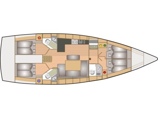 Sailboat  Bavaria 46 Cruiser Plattegrond van de boot