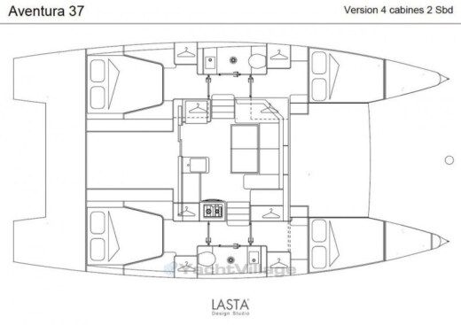 Catamaran AVENTURA 37 Boat layout