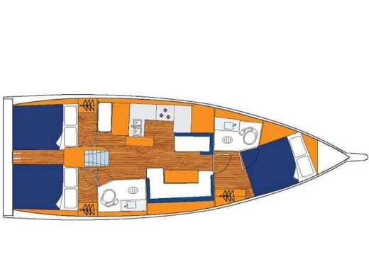 Sailboat  Sunsail 410 Boot Grundriss