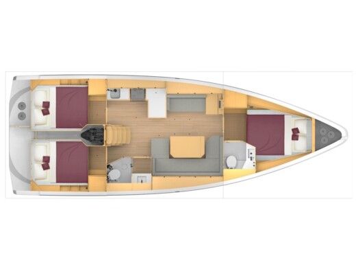 Sailboat  Bavaria C42 Plattegrond van de boot