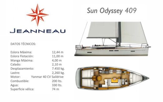 Sailboat Jeanneau SUN ODYSSEY 409 Plano del barco