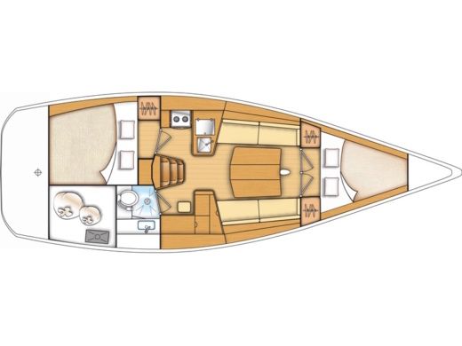 Sailboat  First 35 Plattegrond van de boot