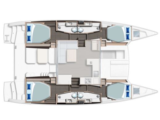 Catamaran  Moorings 4200/4 Plattegrond van de boot