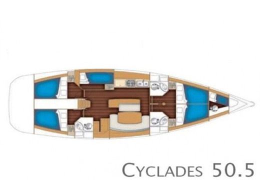 Sailboat Beneteau Cyclades 50.5 Plattegrond van de boot
