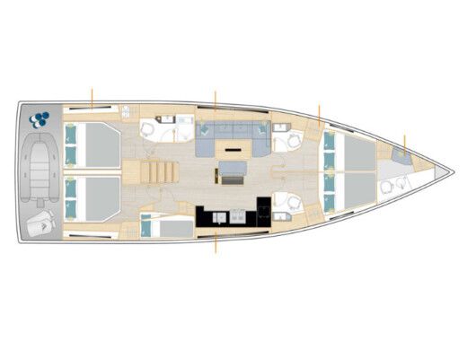 Sailboat  Hanse 510 Plattegrond van de boot