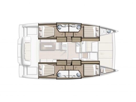 Catamaran  Bali 4.2 Plattegrond van de boot