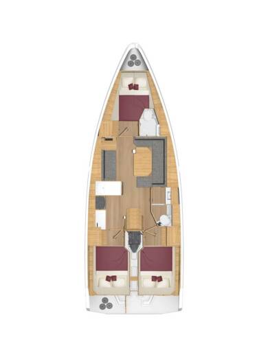 Sailboat  Bavaria C38 Plattegrond van de boot