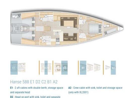 Sailboat Hanse Hanse 588 boat plan