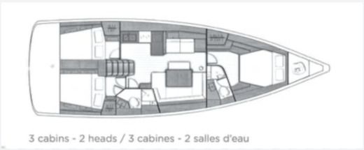 Sailboat Beneteau oceanis 45 Plano del barco