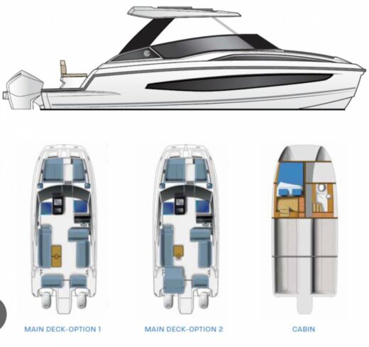 Motorboat AQUILA 32 SPORT CATAMARAN Boot Grundriss