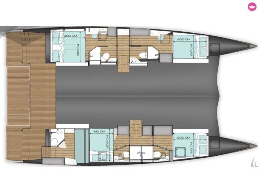 Catamaran  Wave 50 Plattegrond van de boot